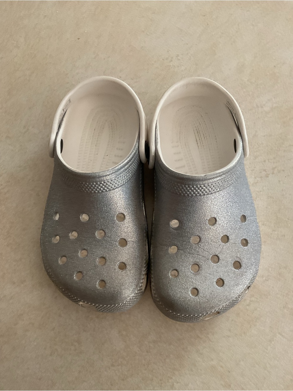 CROCS Kids Silver Clog Shoes - Comfortable Slip-On